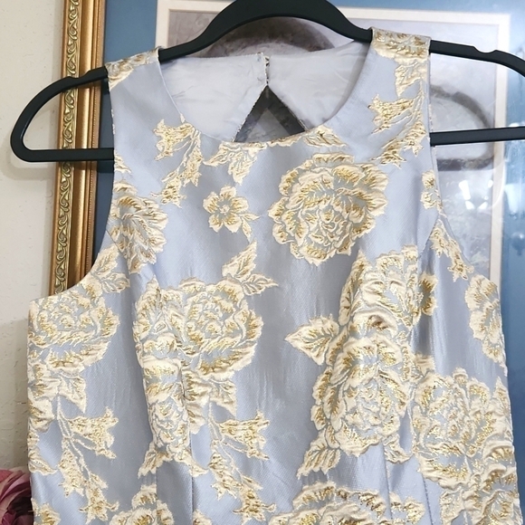 Metallic Golden Floral Dress Size 4 Formal Wedding Guest Party Prom - Picture 8 of 15